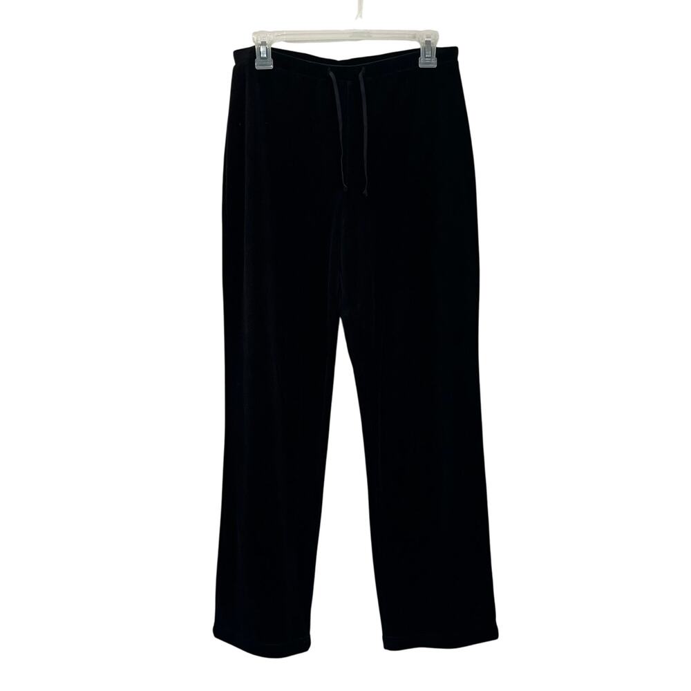 Express Vintage Velour Pants Black Y2K Wide Leg Lounge Size M